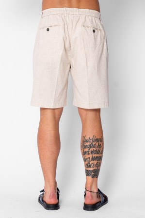 Pantaloni scurti din IN cu nasture si snur Premium Edition Beige [2]