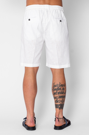 Pantaloni scurti din IN cu nasture si snur Premium Edition White [3]