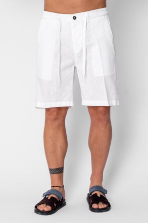 BARBATI - Pantaloni scurti din IN cu nasture si snur Premium Edition White