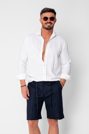 Pantaloni scurti din IN cu nasture si snur Premium Edition Navy [1]