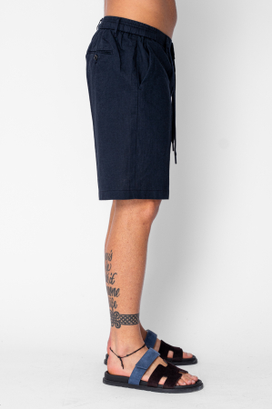 Pantaloni scurti din IN cu nasture si snur Premium Edition Navy [2]