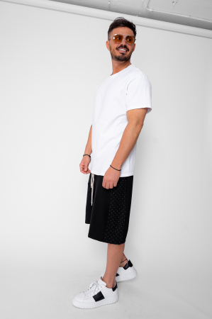 Pantaloni scurti Oversized cu strasuri Black [4]