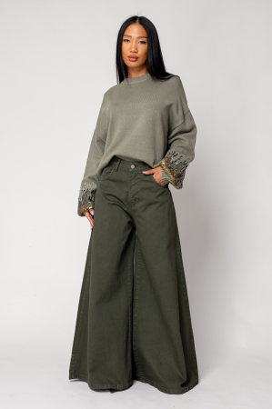 Pulover cu paiete Light Olive [1]