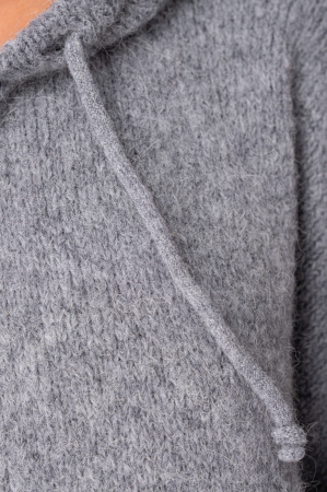 Pulover cu fermoar mix de lana si alpaca Grey [3]