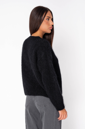 Pulover cu fermoar mix de lana si mohair Black [2]