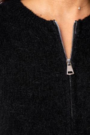 Pulover cu fermoar mix de lana si mohair Black [3]