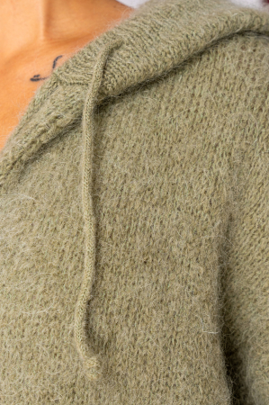 Pulover cu fermoar mix de lana si mohair Light Olive [2]