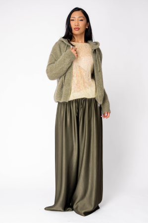 Pulover cu fermoar mix de lana si mohair Light Olive [3]