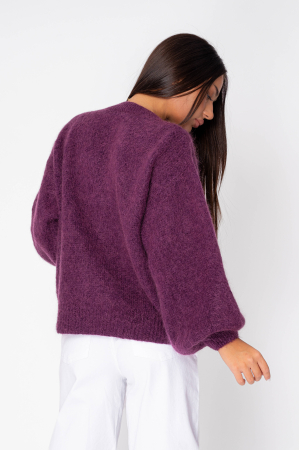 Pulover cu fermoar mix de lana si mohair Purple [2]