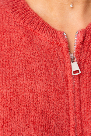 Pulover cu fermoar mix de lana si mohair Terracotta Rose [4]