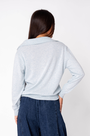 Pulover cu guler din mix de lana si casmir Sky Blue [1]
