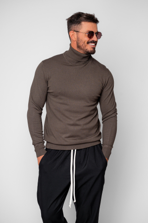 Barbati - Pulover cu guler inalt Brown
