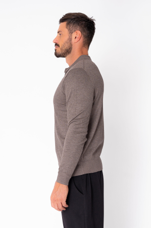 Sweater with collar and short zip Brown [1]
