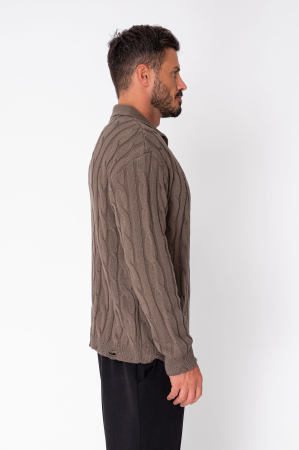 Pulover cu guler V cut Ripped Brown [1]