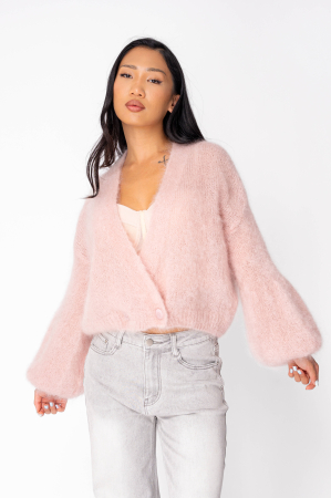 Pulover cu nasture din mix de mohair Rose [1]