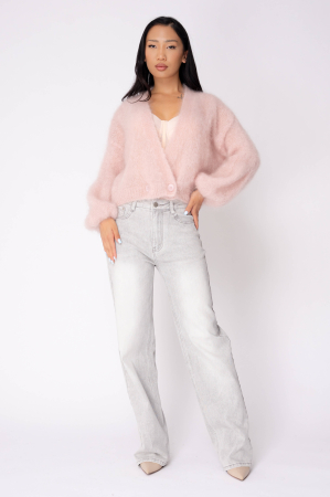 Pulover cu nasture din mix de mohair Rose [4]