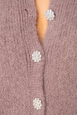 Pulover cu nasturi mix de lana si alpaca Taupe [2]