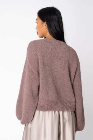 Pulover cu nasturi mix de lana si alpaca Taupe [1]