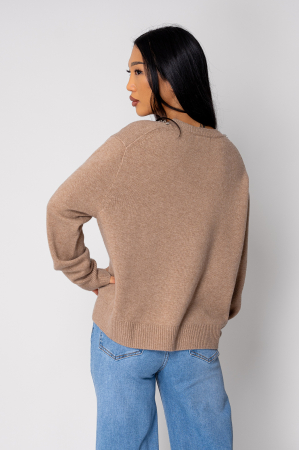 Pulover cu strasuri din lana si casmir Beige [2]