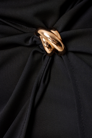 Symmetrical midi dress with decorative ring Black [4]