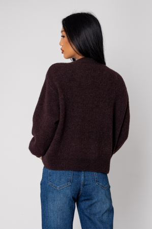 Pulover cu strasuri din mix de lana si alpaca Brown [2]