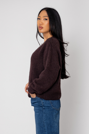 Pulover cu strasuri din mix de lana si alpaca Brown [1]