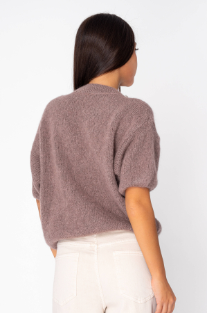 Pulover cu strasuri din mix lana si mohair Taupe [1]