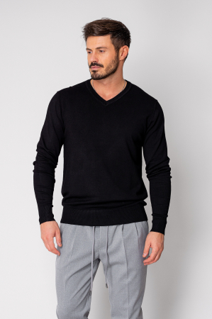 NOUTATI - Pulover cu V cut Black