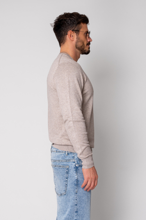 Pulover cu V cut Taupe [1]
