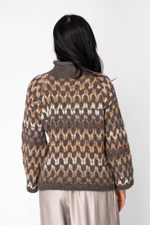 Pulover din mix de lana Brown/Beige [1]