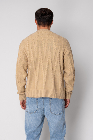 Pulover din mix de lana cu model tricotat Beige [2]