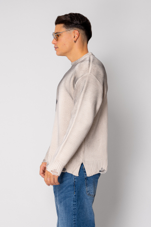 Pulover din mix de lana cu efect de prespalat Light Beige [1]