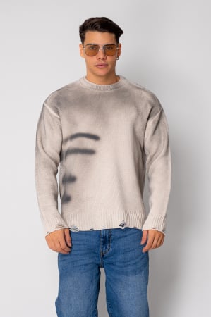BARBATI - Pulover din mix de lana cu efect de prespalat Light Beige