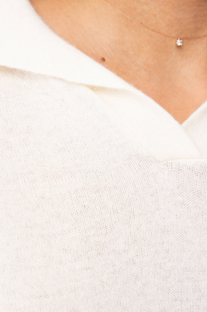 Off White/Beige Striped Wool and Cashmere Blend Sweater [3]