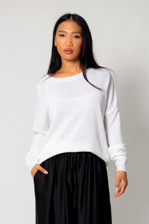 FEMEI - Pulover din mix de lana si casmir White