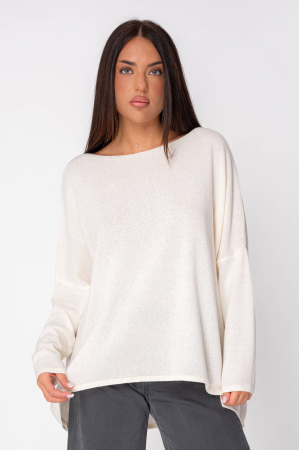 Pulovere - Pulover din mix de lana si casmir Off White