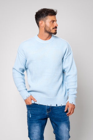 Promotii Barbati - Pulover din mix de lana, Sky Blue