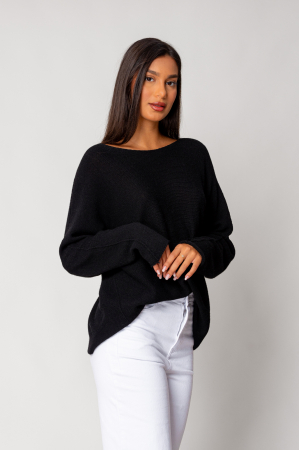 Pulover  din mix de lana si casmir Black [1]