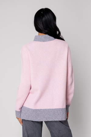 Pulover fin din 100% Lana Pink/Grey [2]