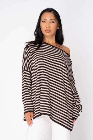 Pulover in dungi din mix de lana si casmir Beige/Brown [1]