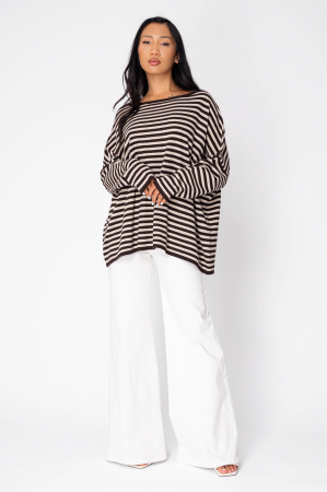 Pulover in dungi din mix de lana si casmir Beige/Brown [4]