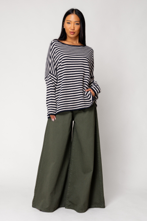 Striped sweater made of wool and cashmere blend Beige/Navy [4]