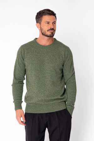 MEN - Wool-blend long-sleeve sweater Dark Olive