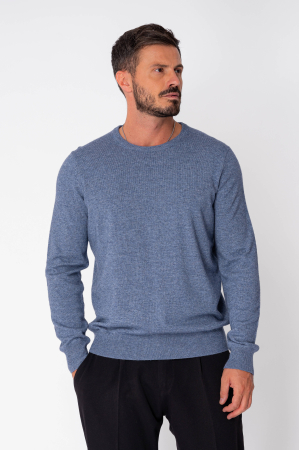 MEN - Wool and cashmere blend long-sleeve sweater Blue