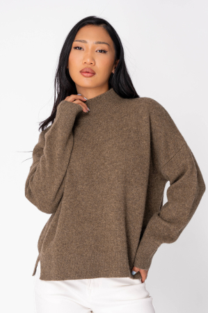 FEMEI - Pulover cu guler inalt din 100% Lana de Yak,  Dark Olive