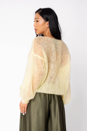 Pulover subtire din mix de mohair Light Yellow [3]