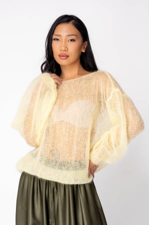 FEMEI - Pulover subtire din mix de mohair Light Yellow