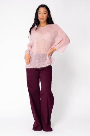 Pulover subtire din mix de mohair Light Rose [3]
