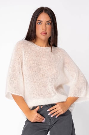 FEMEI - Pulover subtire din mix de mohair White