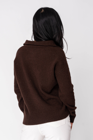 Pulover tip bluza cu fermoar scurt din 100% Lana, Brown [1]